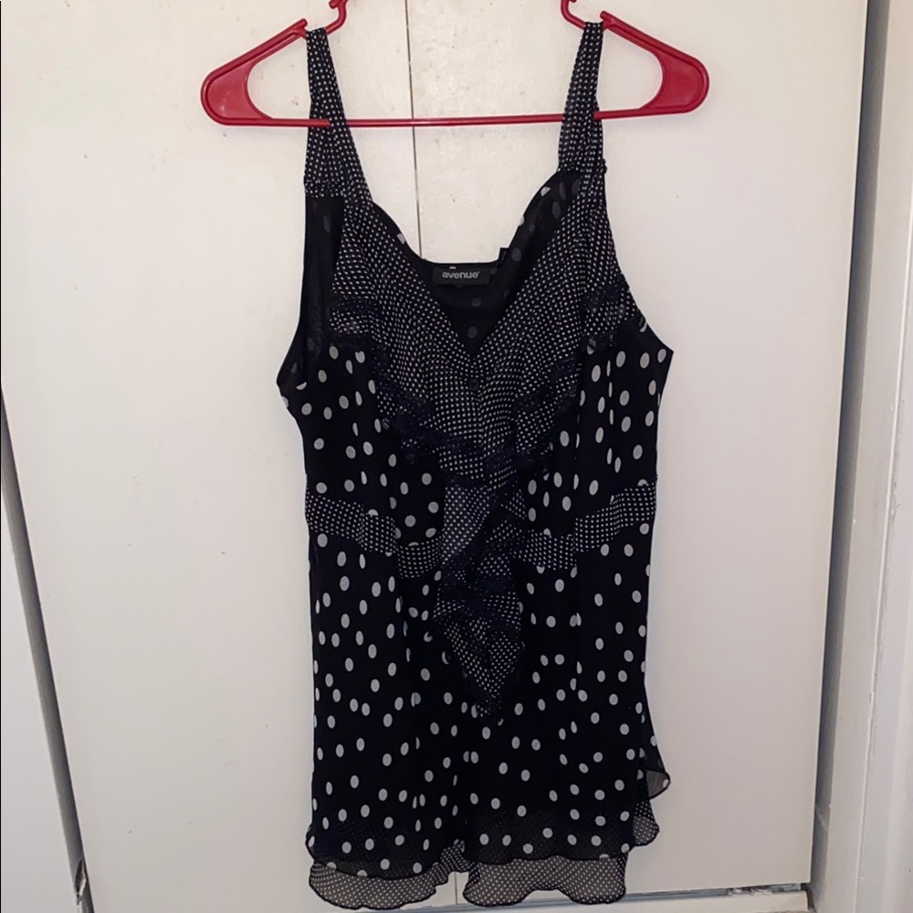 Black and White Polka Dot Sleeveless Top